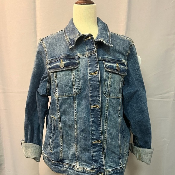 EUC LAUREN CONRAD Blue Denim Blue Jean women’s jacket button down cott… - Picture 7 of 11